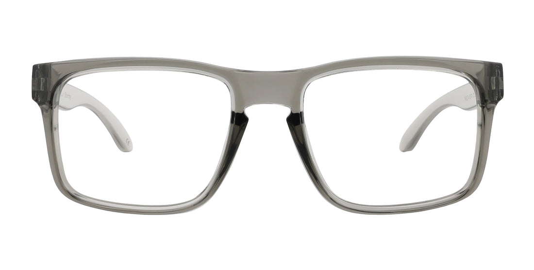 Stormy clear gray rectangular prescription glasses from Neven Eyewear.