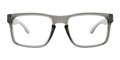 Stormy clear gray rectangular prescription glasses from Neven Eyewear.