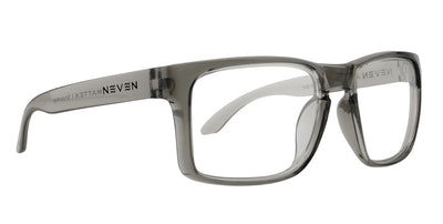 Stormy clear gray rectangular prescription glasses from Neven Eyewear.