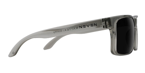 Stormy clear gray rectangular prescription glasses from Neven Eyewear.