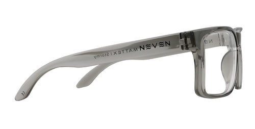 Stormy clear gray rectangular prescription glasses from Neven Eyewear.