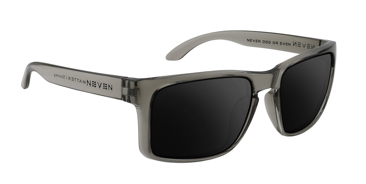 Stormy clear gray rectangular prescription glasses from Neven Eyewear.
