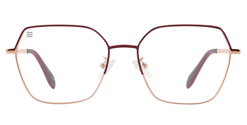 Daisy Gold/Burgundy Rectangle Prescription Glasses from Neven Eyewear.