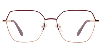 Daisy Gold/Burgundy Rectangle Prescription Glasses from Neven Eyewear.
