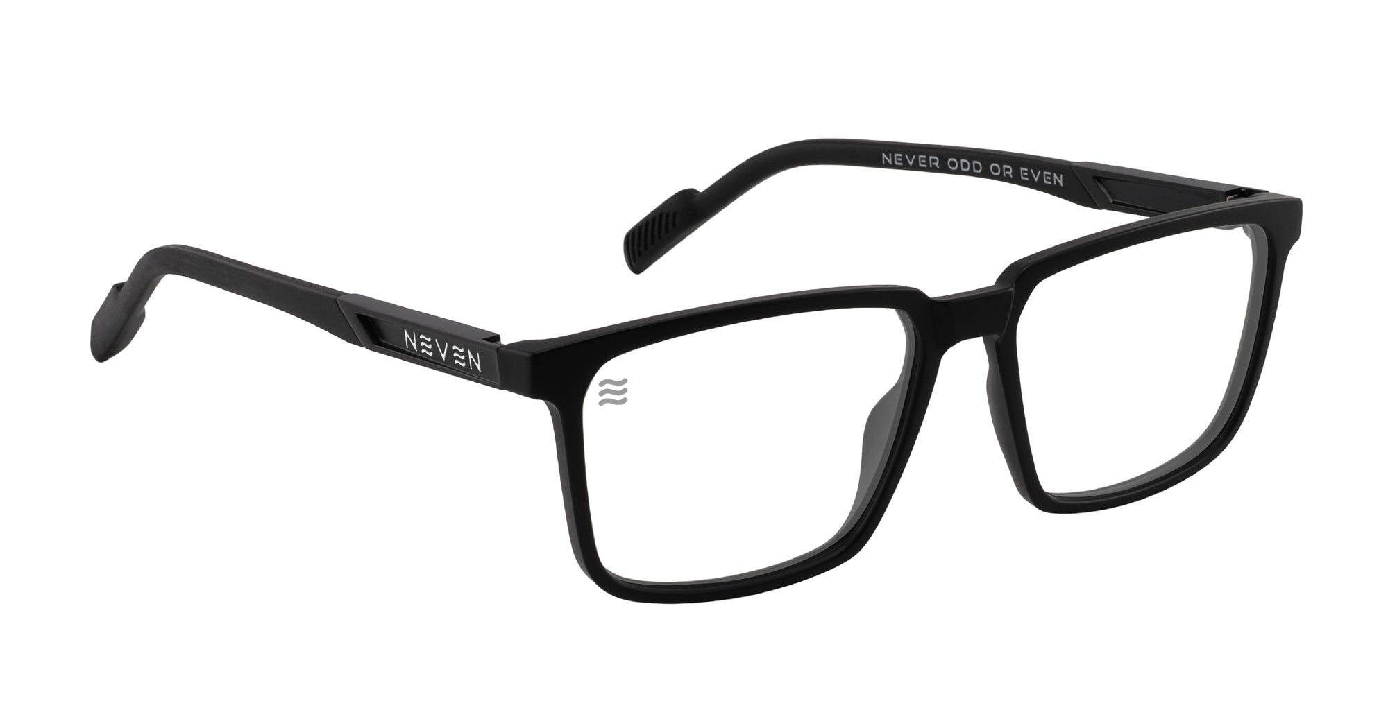 Agent Smith matte black rectangular prescription glasses from Neven Eyewear.