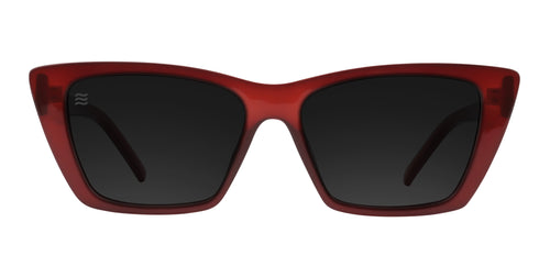 Red Cat Eye Sunglasses with dark lenses