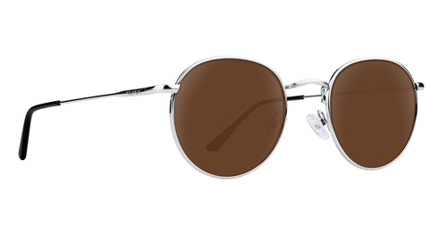 Ivy Silver Rectangle polarized sunglasses with brown lenses