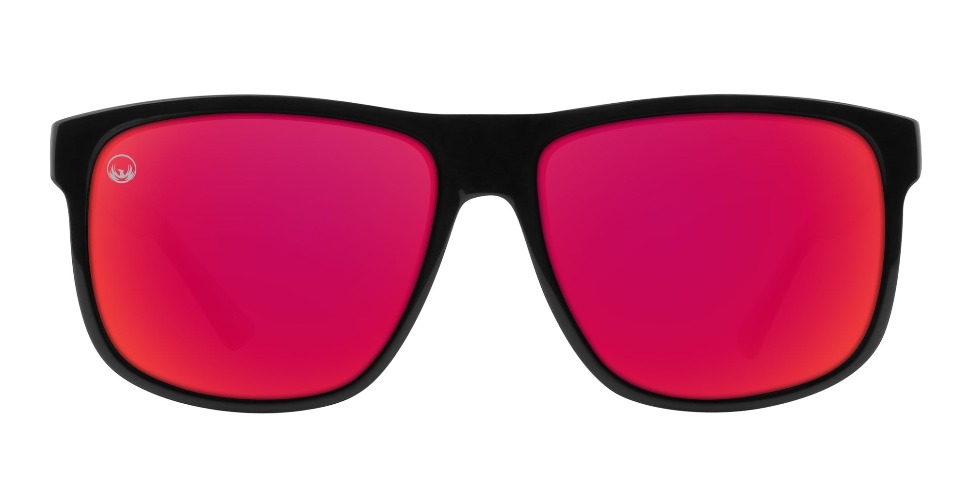 Cinder Black sunglasses with red lenses .