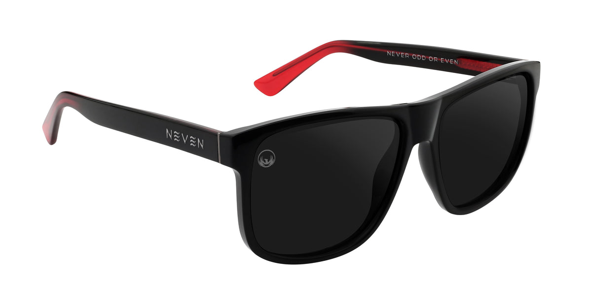 Ignite black and red classic polarized sunglasses from Neven Eyewear