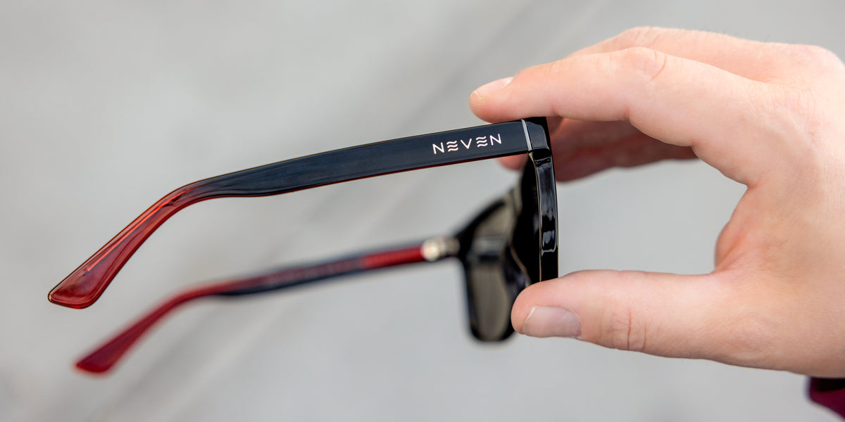 Ignite black and red classic polarized sunglasses from Neven Eyewear