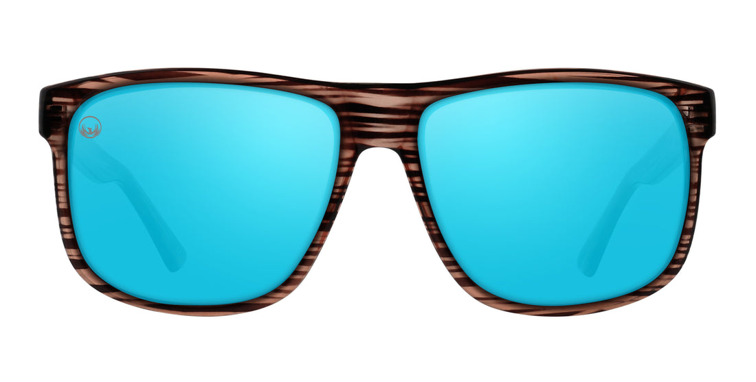Solana Dark Brown Striped Square Polarized Sunglasses with Blue Lenses