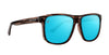 Solana Dark Brown Striped Square Polarized Sunglasses with Blue Lenses