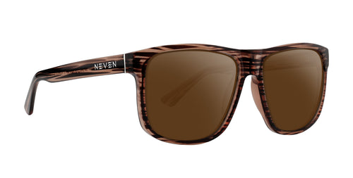 Solana brown rectangular prescription glasses with brown lenses.