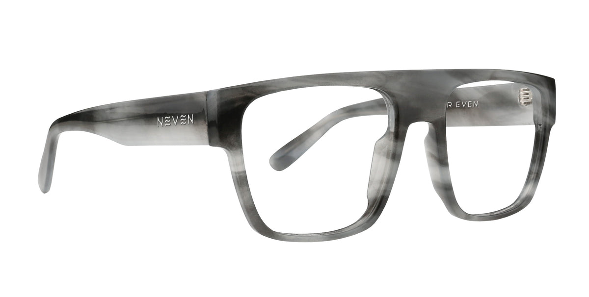 Reviver gray rectangular prescription glasses from Neven Eyewear.