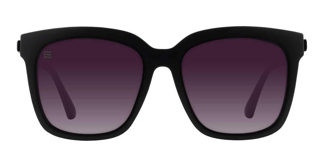 Lido Matte Black Cat Eye Polarized Sunglasses with Purple Gradient Lenses