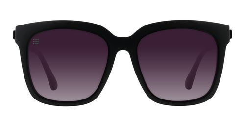 Lido Matte Black Cat Eye Polarized Sunglasses with Purple Gradient Lenses