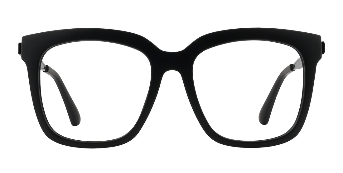 Front view of Lido prescription glasses showcasing a matte black square frame on a white background