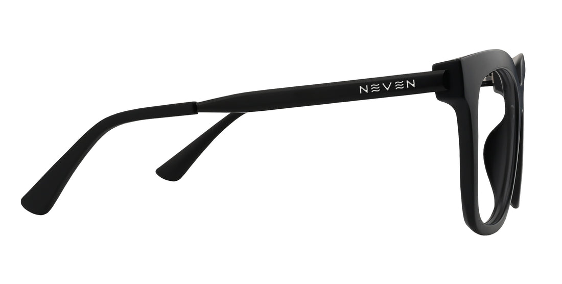 Lido matte black square prescription glasses from Neven Eyewear.