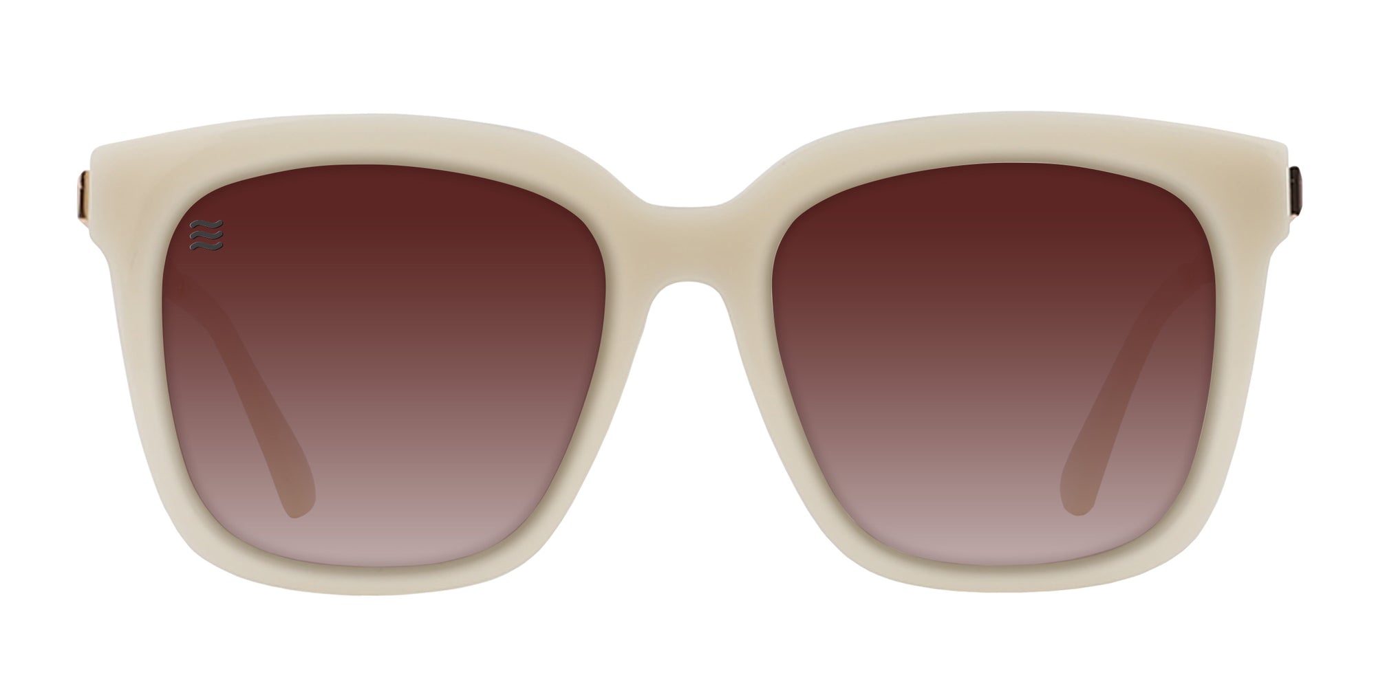 Sand Dollar Beige Cat Eye polarized sunglasses and brown lenses.