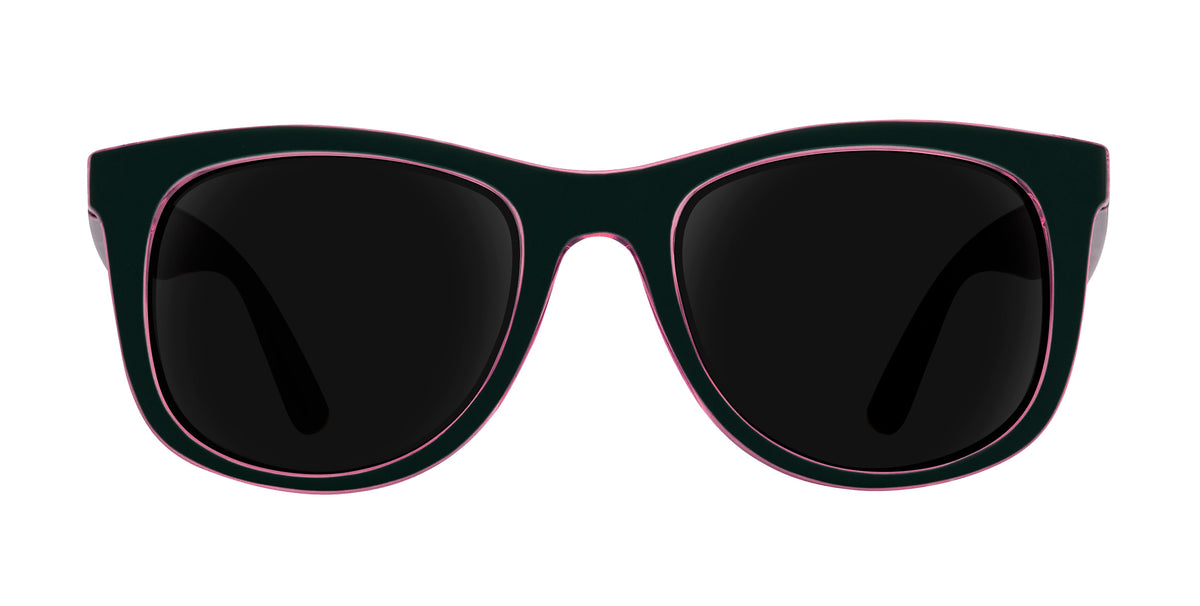 Mila black and pink rectangular prescription glasses from Neven Eyewear.