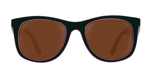 Mila black and pink rectangular prescription glasses from Neven Eyewear.