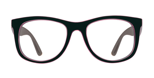 Mila black and pink rectangular prescription glasses from Neven Eyewear.