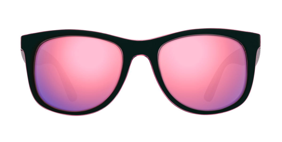 Mila black and pink rectangular prescription glasses from Neven Eyewear.