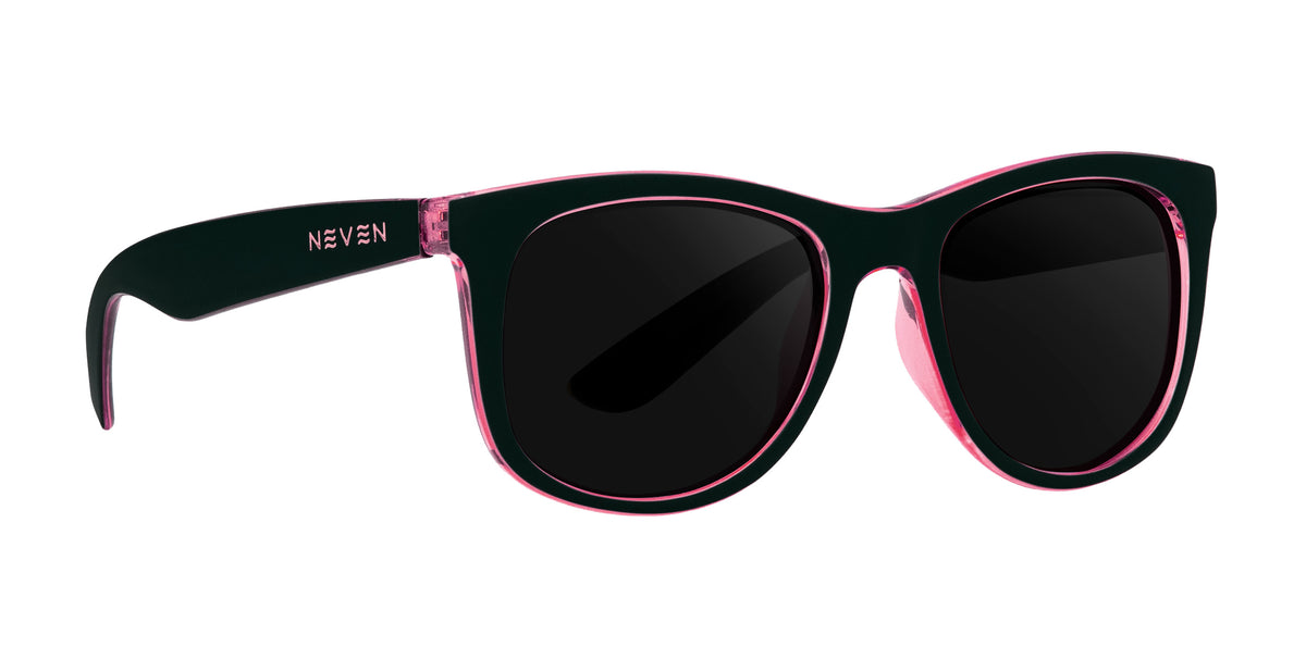 Mila black and pink rectangular prescription glasses from Neven Eyewear.