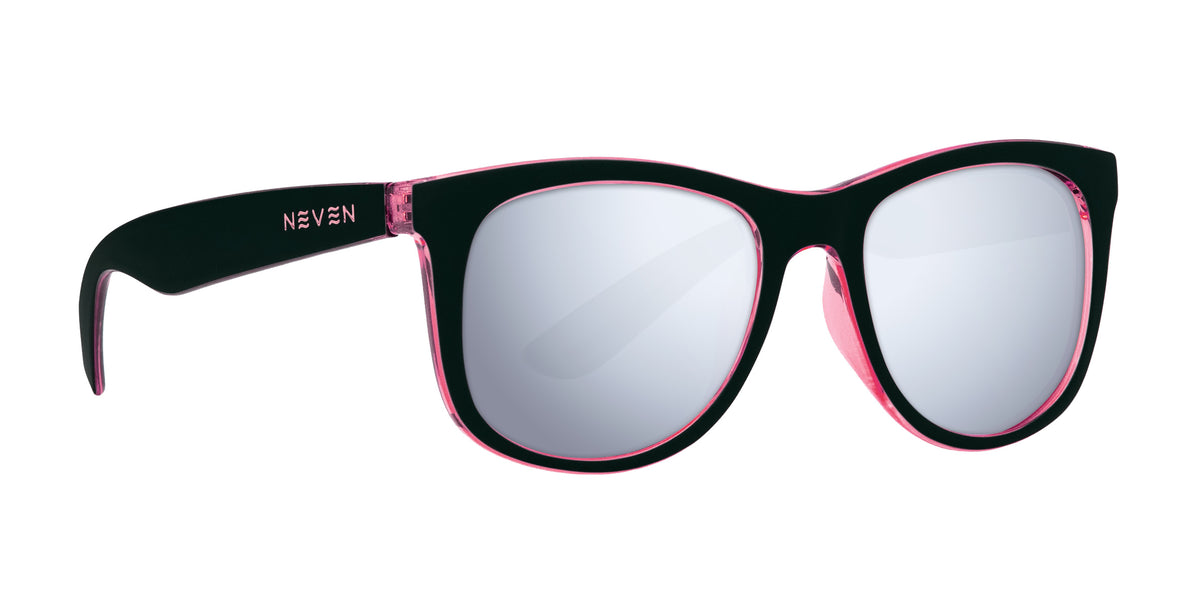 Mila black and pink rectangular prescription glasses from Neven Eyewear.