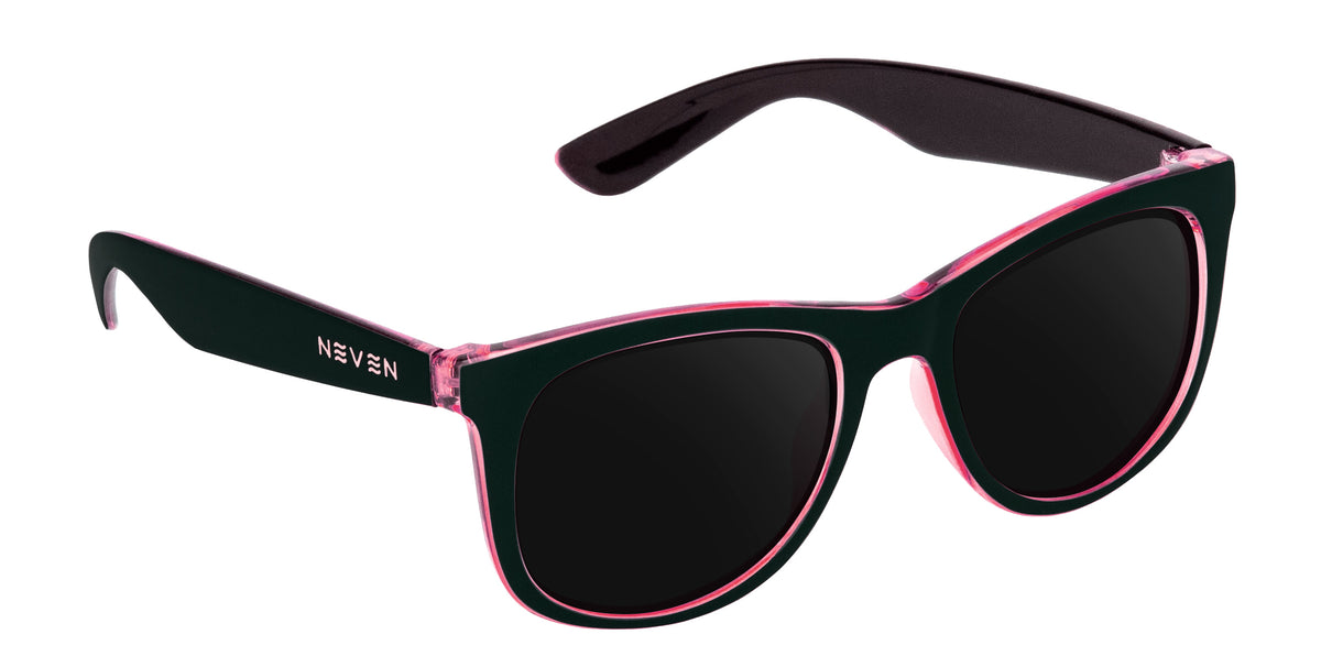 Mila black and pink rectangular prescription glasses from Neven Eyewear.