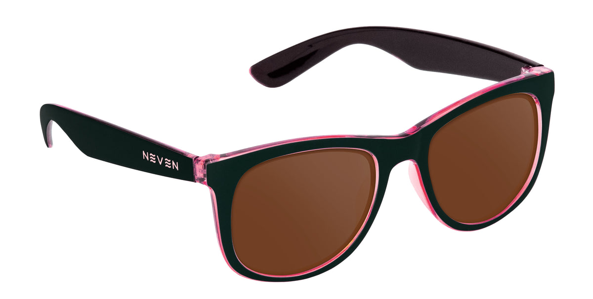 Mila black and pink rectangular prescription glasses from Neven Eyewear.