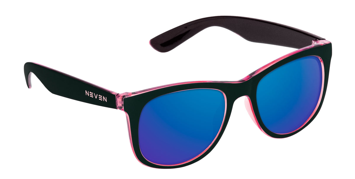 Mila black and pink rectangular prescription glasses from Neven Eyewear.