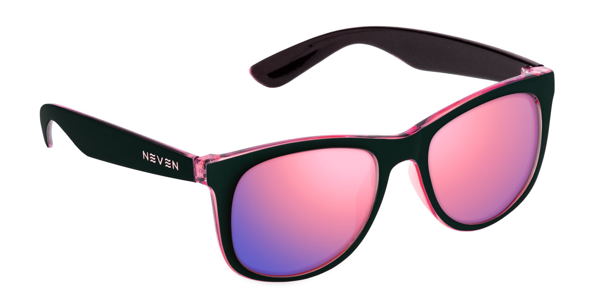 Mila black and pink rectangular prescription glasses from Neven Eyewear.
