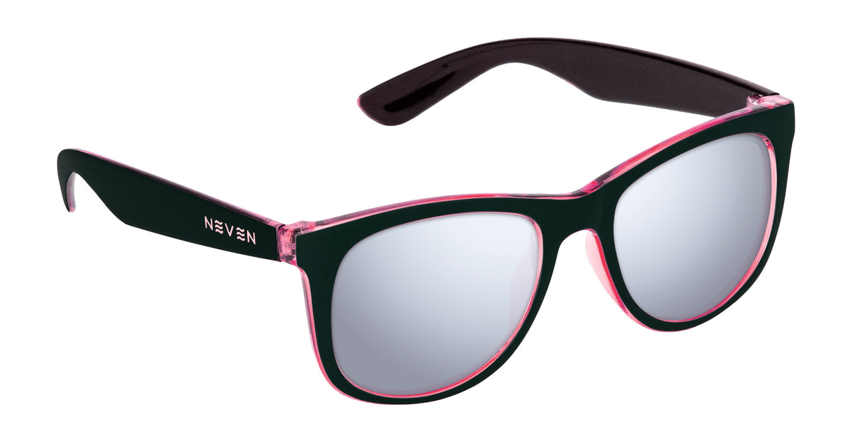 Mila black and pink rectangular prescription glasses from Neven Eyewear.