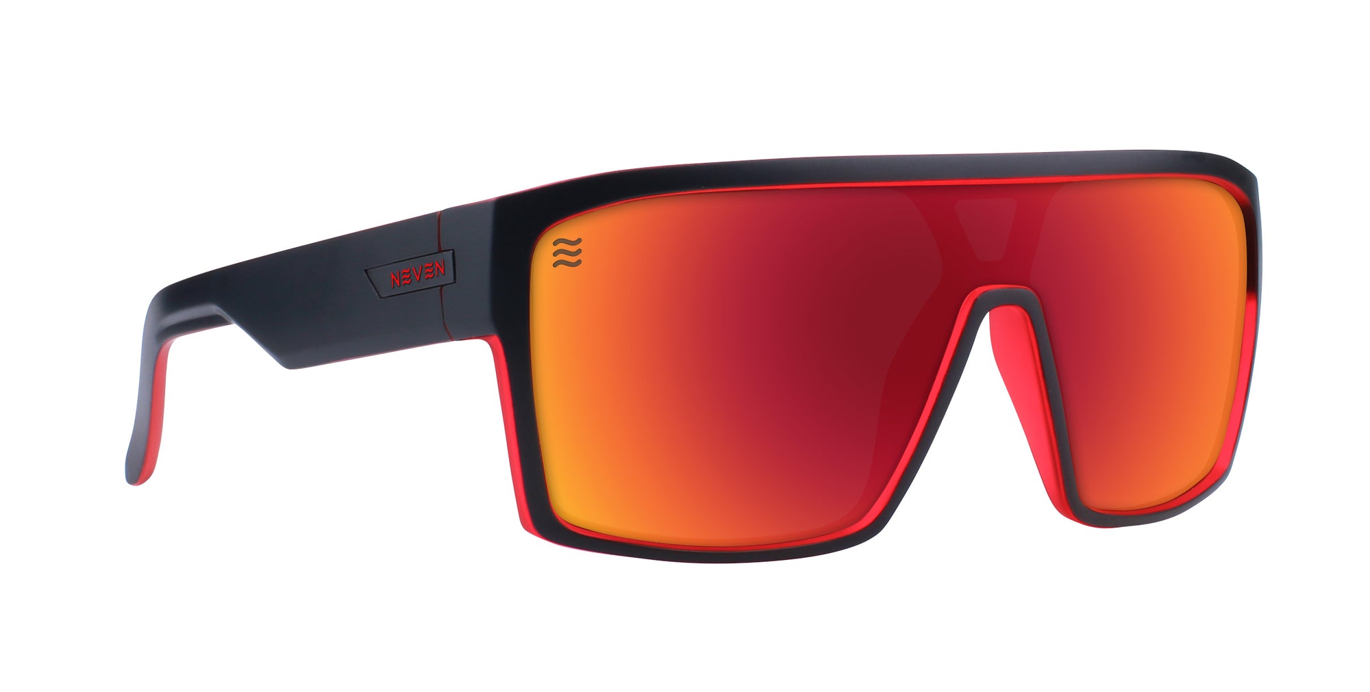 2nd Light Black/Red Wraparound polarized sunglasses with red-orange lenses.