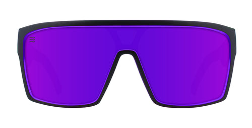 Paradise sunglasses with purple lenses and a black frame.