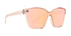 Spirit sunglasses with a transparent frame and pink lenses.
