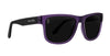 Ella Purple Wayfarer polarized sunglasses with black lenses.