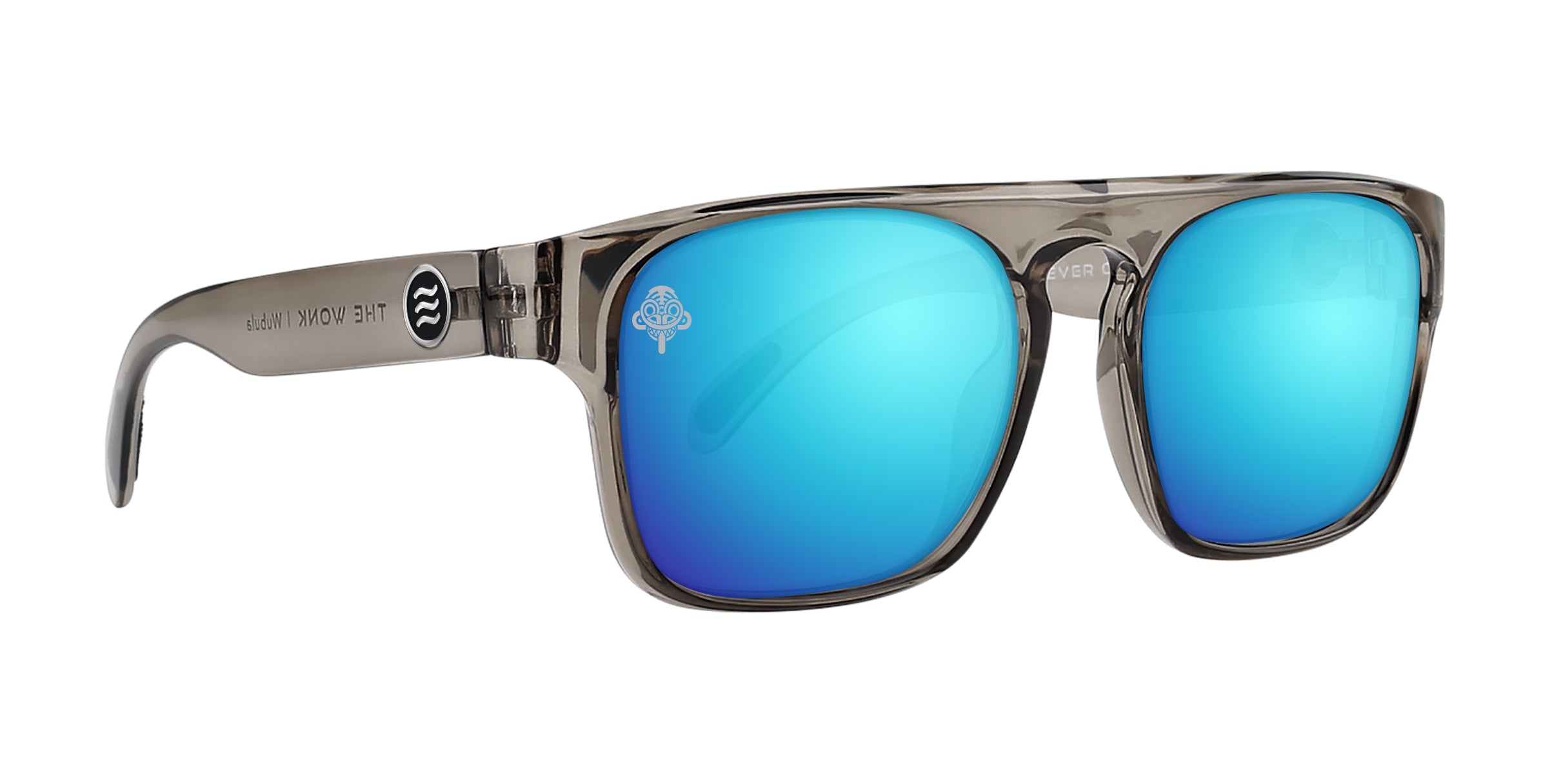 Wubula gray polarized sunglasses with blue mirrored lenses