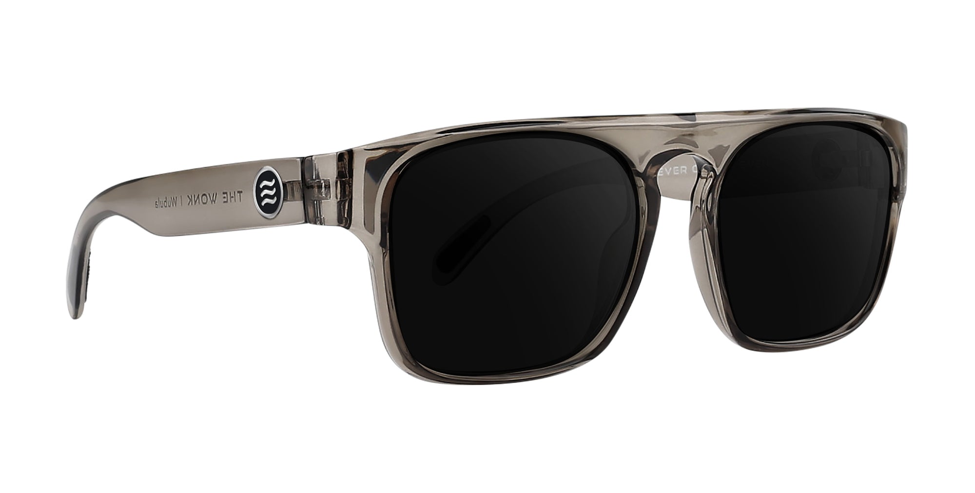 Wubula gray translucent rectangular prescription glasses with black lenses.