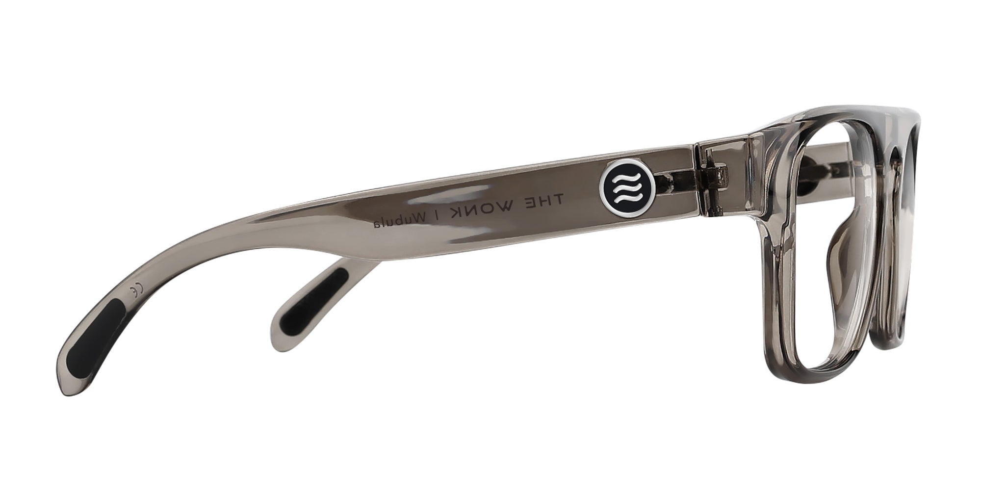 Wubula gray translucent rectangular prescription glasses from Neven Eyewear Pair name: Wubula Frame shape: rectangular.