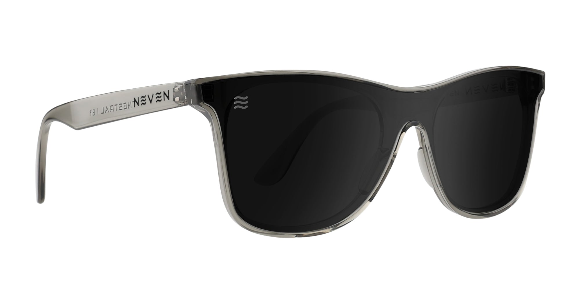 Transparent rectangle polarized sunglasses with black lenses
