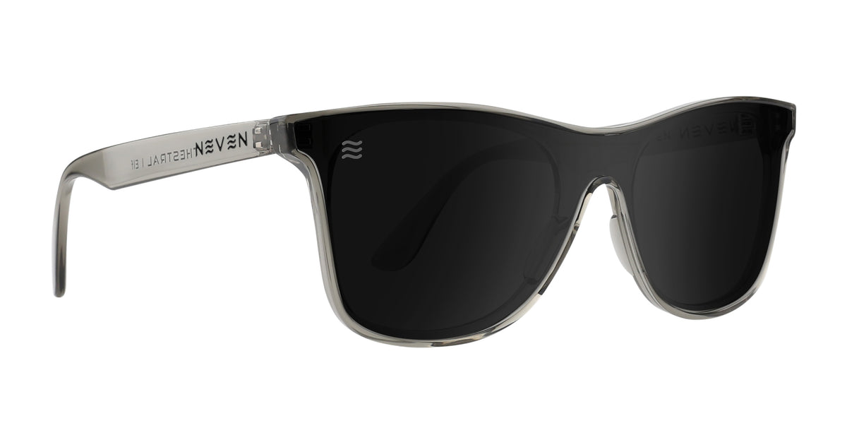 Elf transparent rectangle polarized sunglasses from Neven Eyewear.