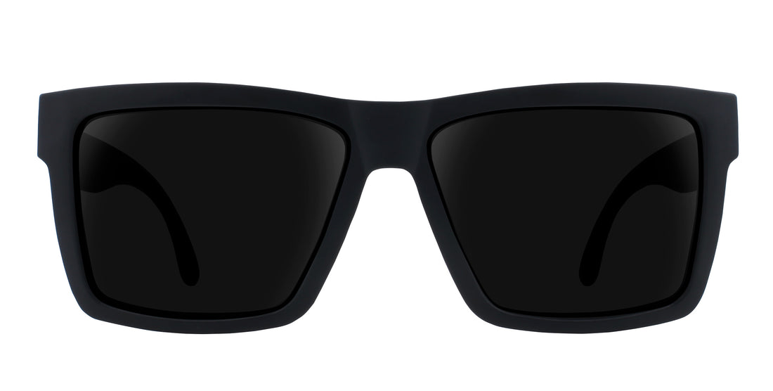 Front view of Nightshade XXL prescription sunglasses showcasing black frames and dark lenses on a white background