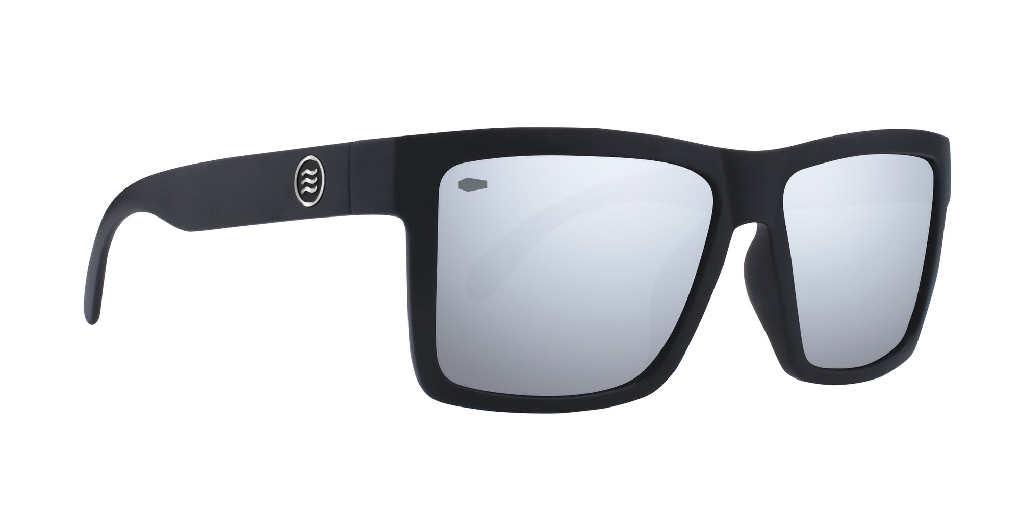 Ace sunglasses featuring a black frame and mirrored lenses.