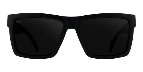 Black rectangular sunglasses with dark lenses.