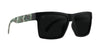 Bad Company black and camo polarized sunglasses with a camo pattern on the arm.