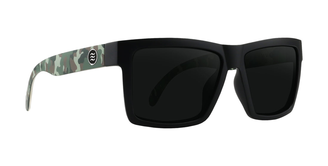 Bad Company Black prescription glasses with a unique design and dark lenses.