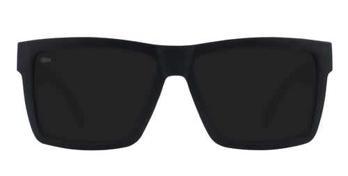 Black rectangular sunglasses with dark lenses, model Malibu.