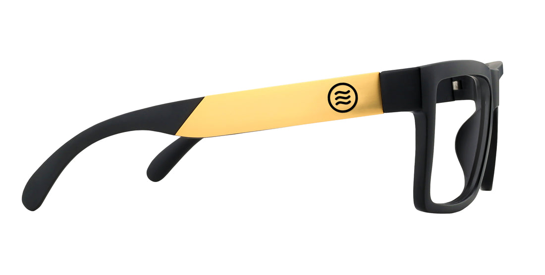 Prospector Black/yellow rectangle prescription glasses from Neven Eyewear.